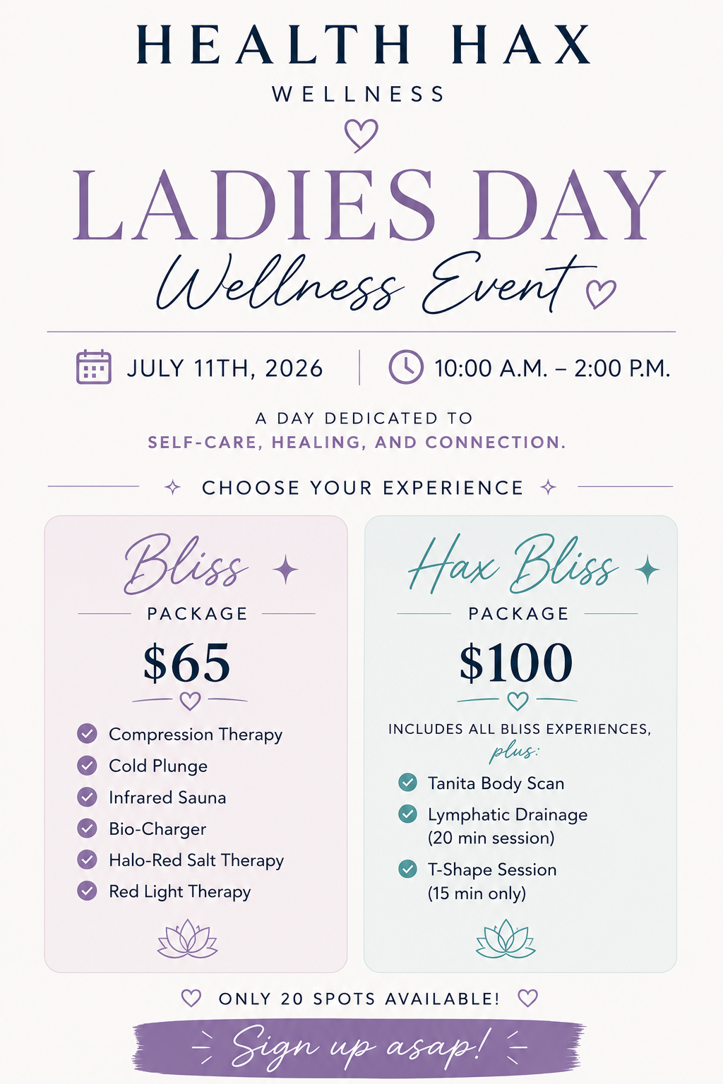Hax & Relax Ladies Day Bliss with Health Hax in Mooresville, NC